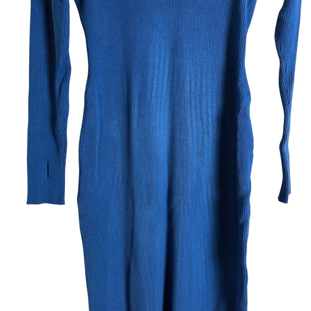 Great Jones Cobalt Blue Ribbed Knit Long Sleeve Sweater Midi Dress Size Large - Picture 9 of 12